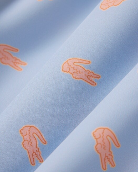 Lacoste Short de bain mi-long imprimé crocodile - Bleu Clair