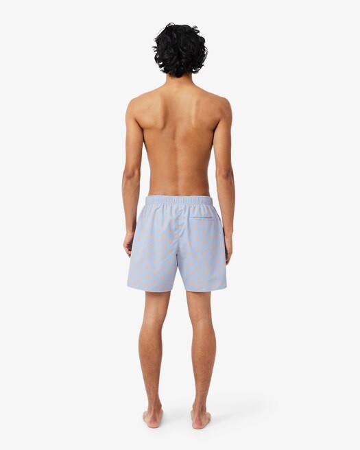 Lacoste Short de bain mi-long imprimé crocodile - Bleu Clair