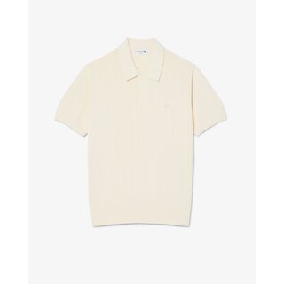 Lacoste Pull col polo maille côtelée fluide - Beige