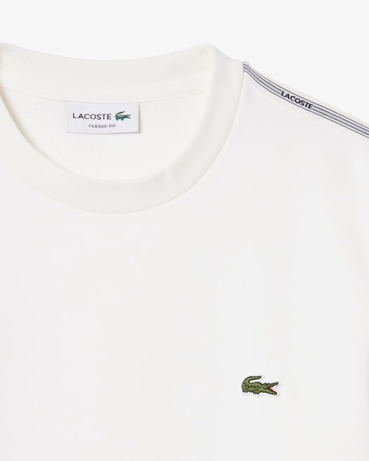 Lacoste Sweatshirt molleton bande rayée - Blanc