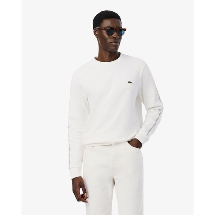 Lacoste Sweatshirt molleton bande rayée - Blanc