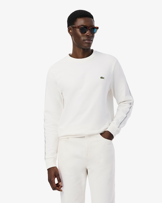 Lacoste Sweatshirt molleton bande rayée - Blanc
