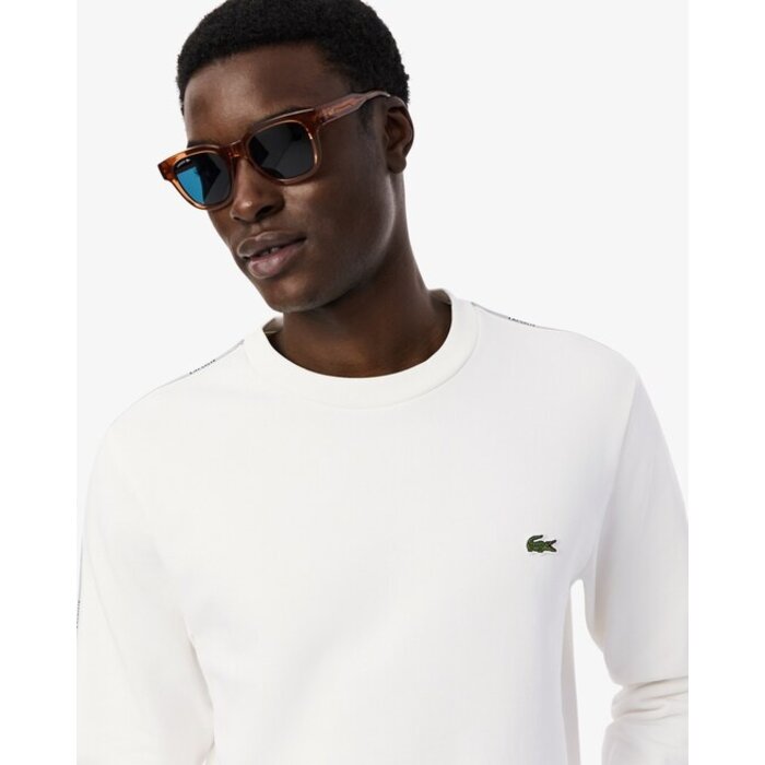 Lacoste Sweatshirt molleton bande rayée - Blanc