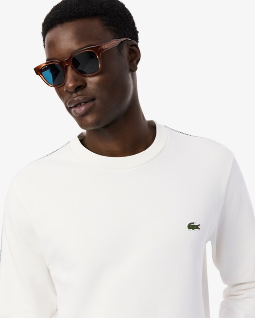 Lacoste Sweatshirt molleton bande rayée - Blanc