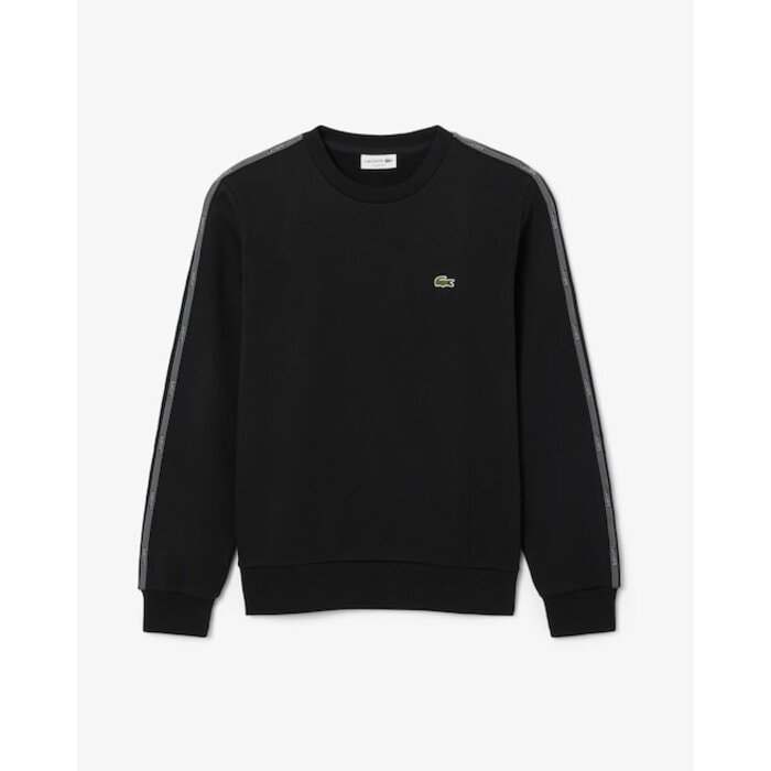 Lacoste Sweatshirt molleton bande rayée - Noir