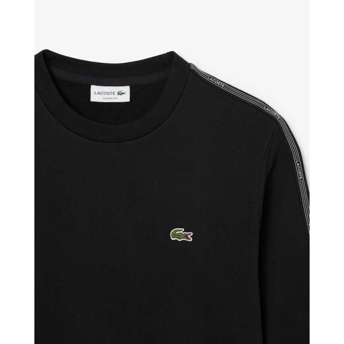 Lacoste Sweatshirt molleton bande rayée - Noir