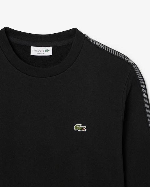 Lacoste Sweatshirt molleton bande rayée - Noir