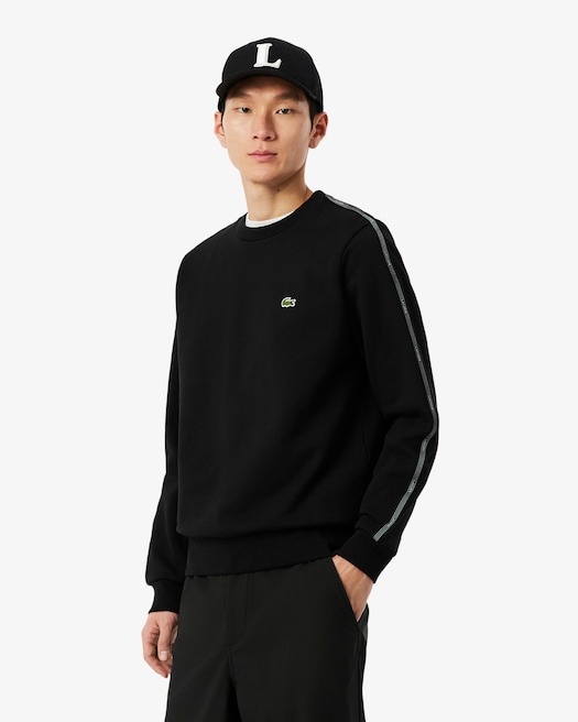 Lacoste Sweatshirt molleton bande rayée - Noir