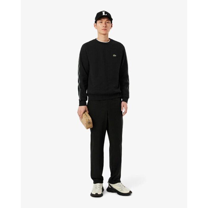 Lacoste Sweatshirt molleton bande rayée - Noir