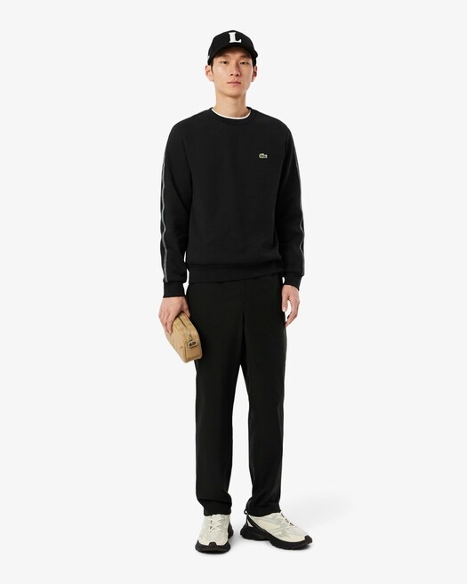 Lacoste Sweatshirt molleton bande rayée - Noir