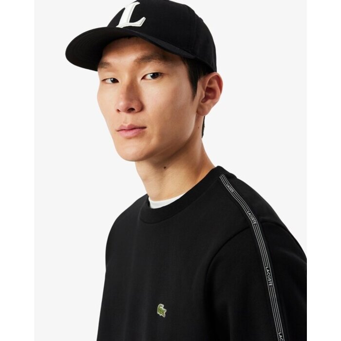 Lacoste Sweatshirt molleton bande rayée - Noir