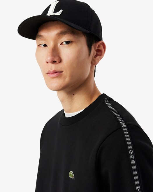 Lacoste Sweatshirt molleton bande rayée - Noir
