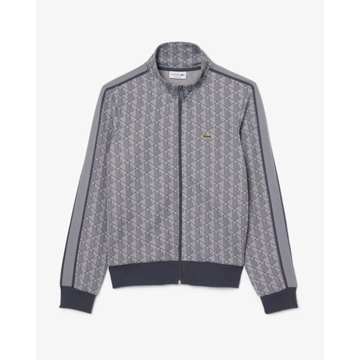 Lacoste Veste de survêtement zippée Paris jacquard -  Gris Clair/Gris Foncé