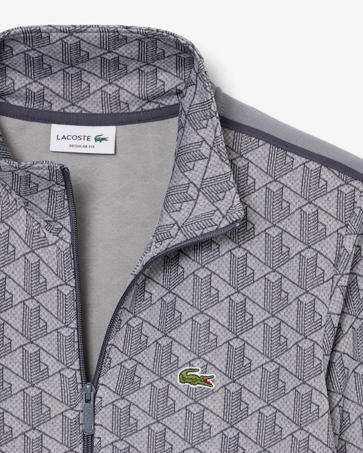 Lacoste Veste de survêtement zippée Paris jacquard -  Gris Clair/Gris Foncé