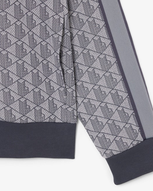 Lacoste Veste de survêtement zippée Paris jacquard -  Gris Clair/Gris Foncé