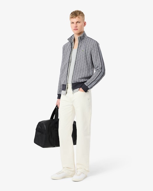 Lacoste Veste de survêtement zippée Paris jacquard -  Gris Clair/Gris Foncé