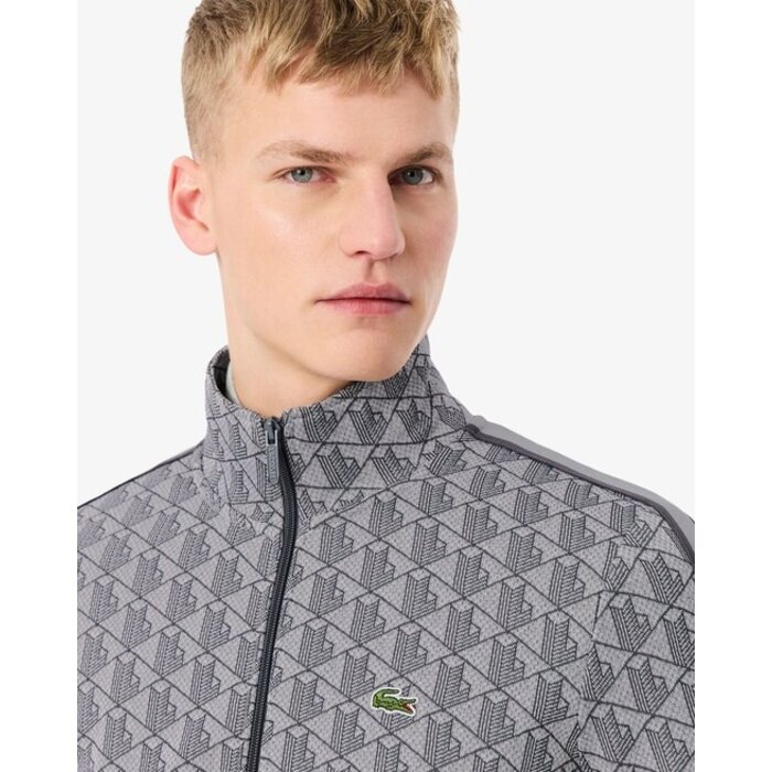 Lacoste Veste de survêtement zippée Paris jacquard -  Gris Clair/Gris Foncé