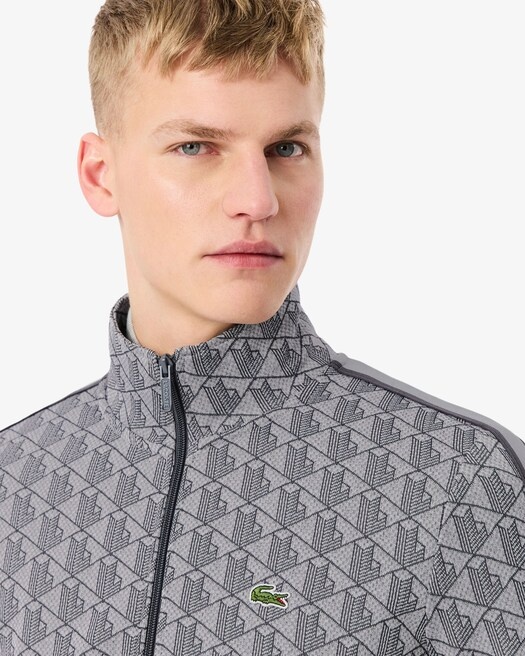 Lacoste Veste de survêtement zippée Paris jacquard -  Gris Clair/Gris Foncé