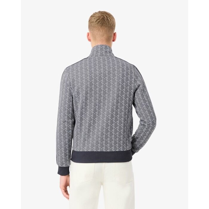 Lacoste Veste de survêtement zippée Paris jacquard -  Gris Clair/Gris Foncé
