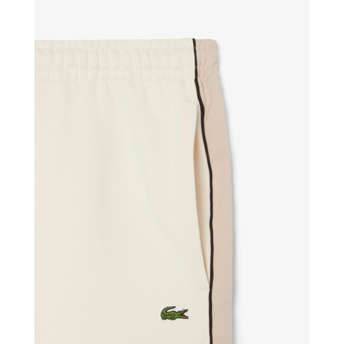 Lacoste Short regular fit color-block molleton  - Blanc/Beige