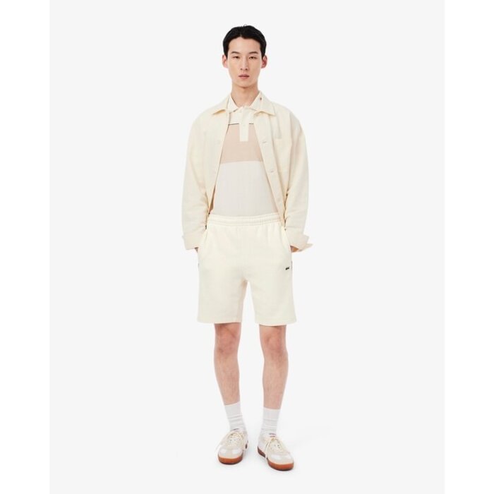 Lacoste Short regular fit color-block molleton  - Blanc/Beige