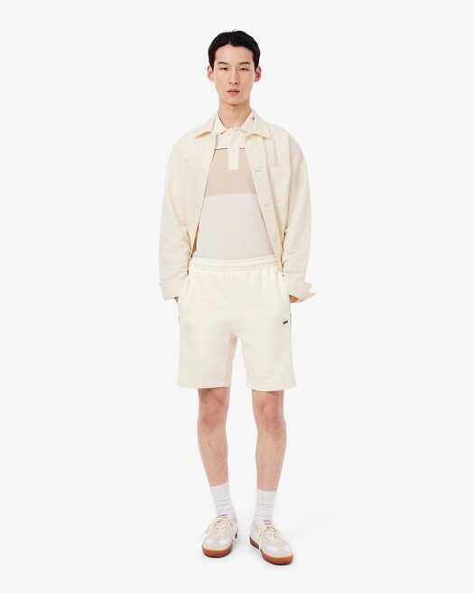 Lacoste Short regular fit color-block molleton  - Blanc/Beige