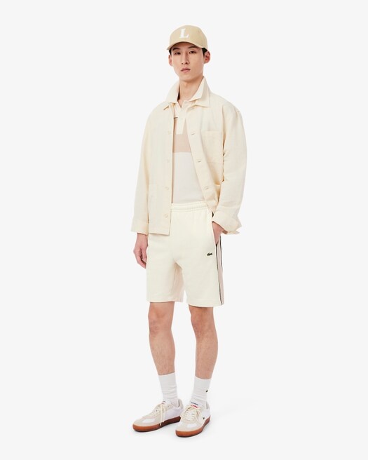 Lacoste Short regular fit color-block molleton  - Blanc/Beige