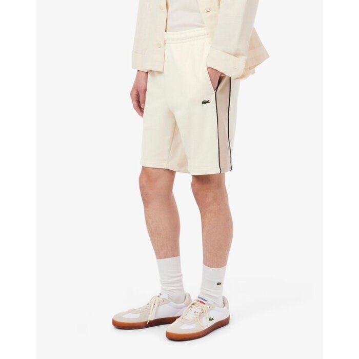Lacoste Short regular fit color-block molleton  - Blanc/Beige