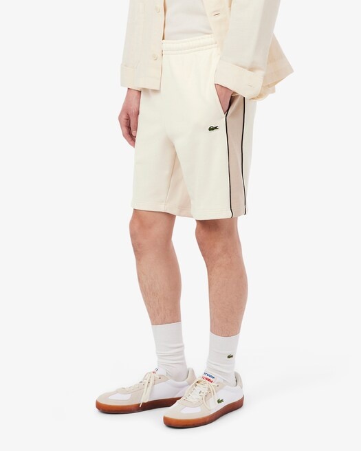 Lacoste Short regular fit color-block molleton  - Blanc/Beige