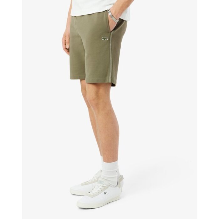 Lacoste Short regular fit molleton bandes siglées - Vert Kaki