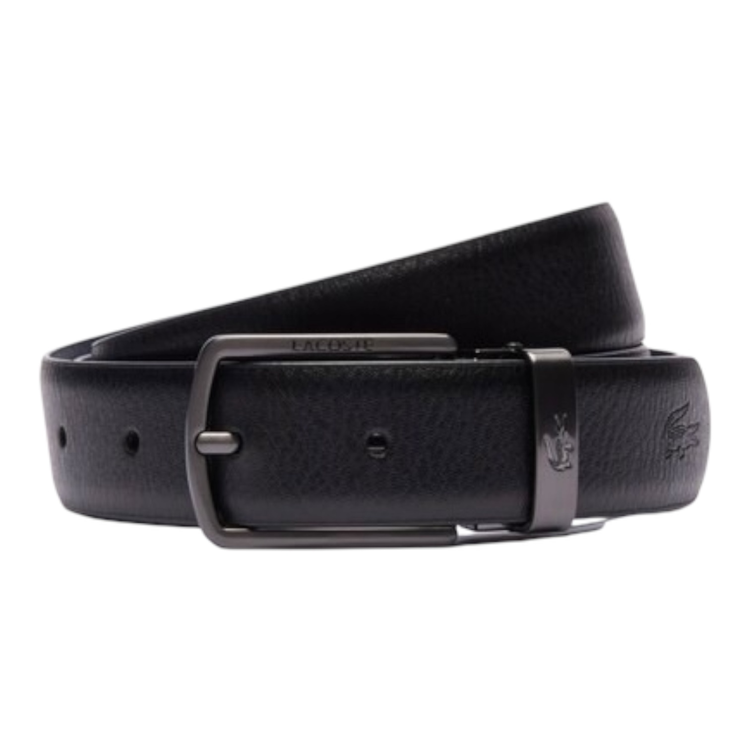 Lacoste Coffret ceinture en cuir et 2 boucles - Noir Marine