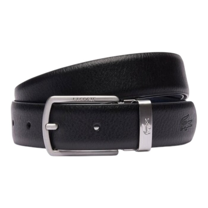 Lacoste Coffret ceinture en cuir et 2 boucles - Noir Marine