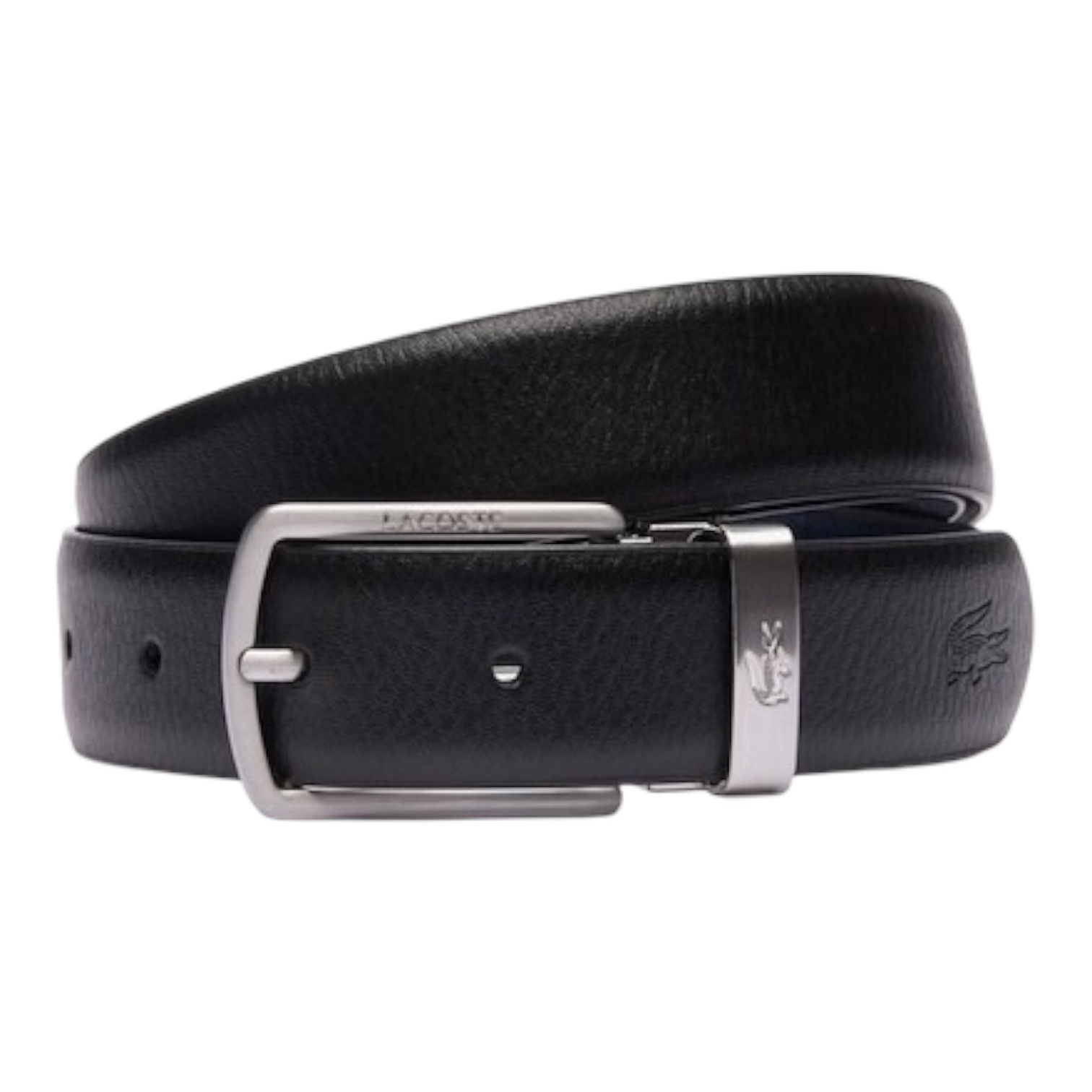Lacoste Coffret ceinture en cuir et 2 boucles - Noir Marine
