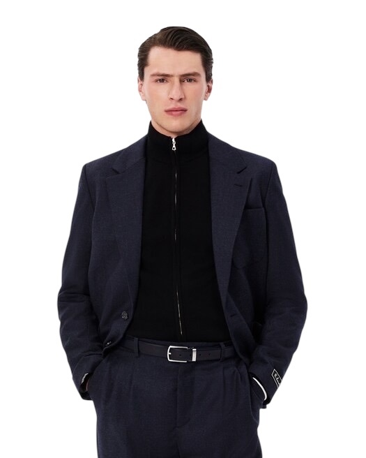 Lacoste Coffret ceinture en cuir et 2 boucles - Noir Marine