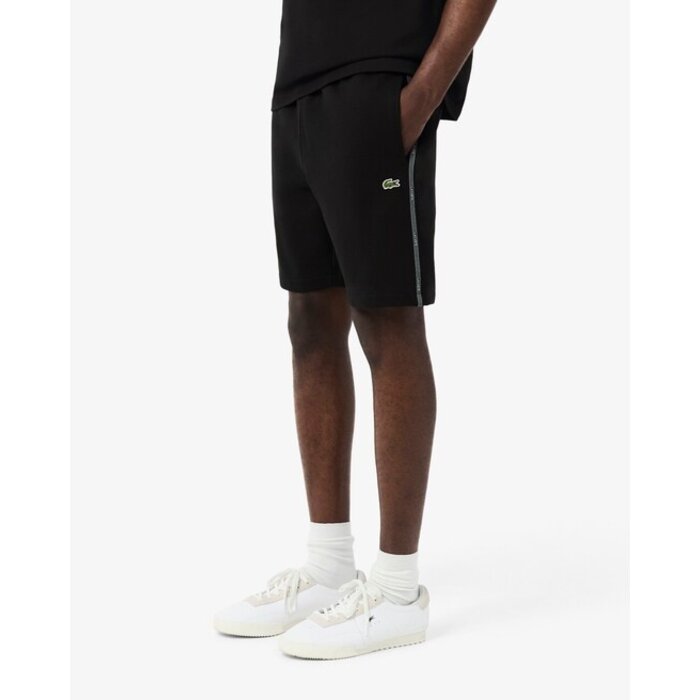 Lacoste Short regular fit molleton bandes siglées - Noir