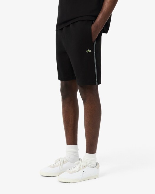 Lacoste Short regular fit molleton bandes siglées - Noir