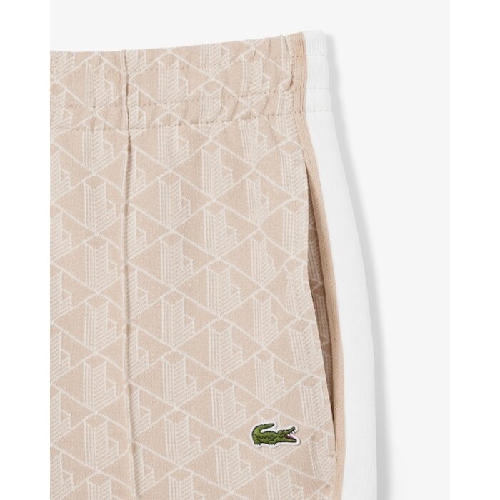 Lacoste Pantalon de survêtement Paris Monogramme - Beige/Blanc