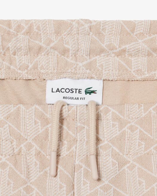 Lacoste Pantalon de survêtement Paris Monogramme - Beige/Blanc
