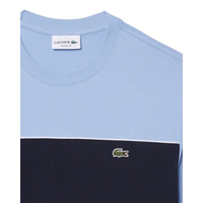 Lacoste T-shirt color-block coton - Bleu Clair/Noir