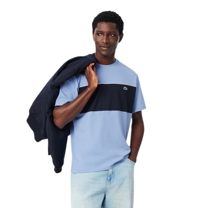 Lacoste T-shirt color-block coton - Bleu Clair/Noir
