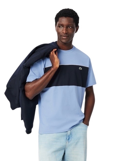 Lacoste T-shirt color-block coton - Bleu Clair/Noir