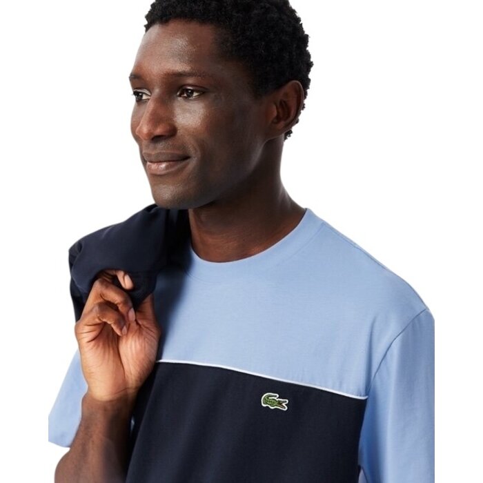 Lacoste T-shirt color-block coton - Bleu Clair/Noir