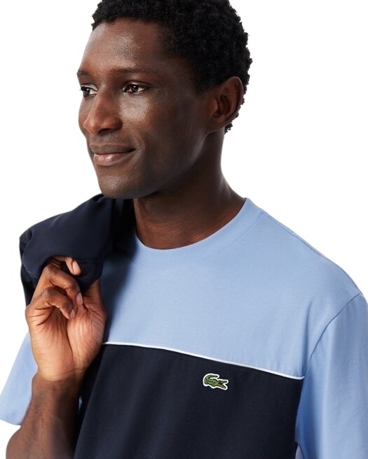 Lacoste T-shirt color-block coton - Bleu Clair/Noir