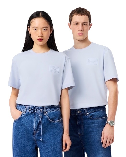 Lacoste T-shirt coton marquage embossé - Bleu Clair