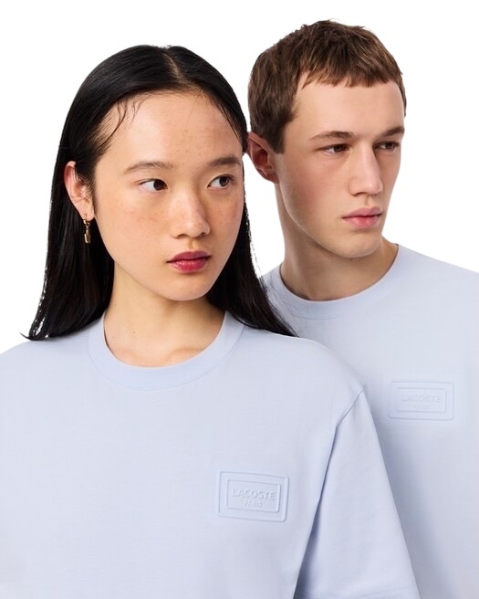 Lacoste T-shirt coton marquage embossé - Bleu Clair