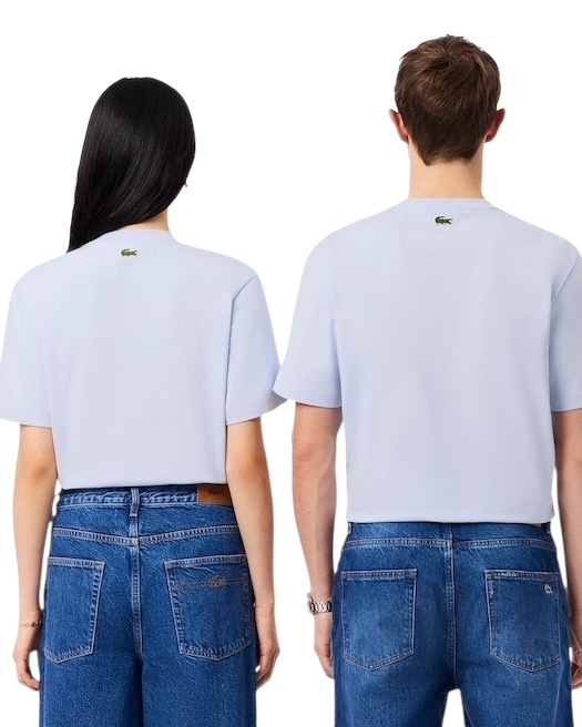 Lacoste T-shirt coton marquage embossé - Bleu Clair