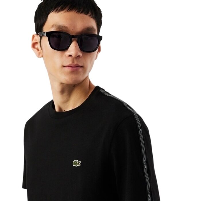 Lacoste T-shirt coton épais bande sigle - Noir