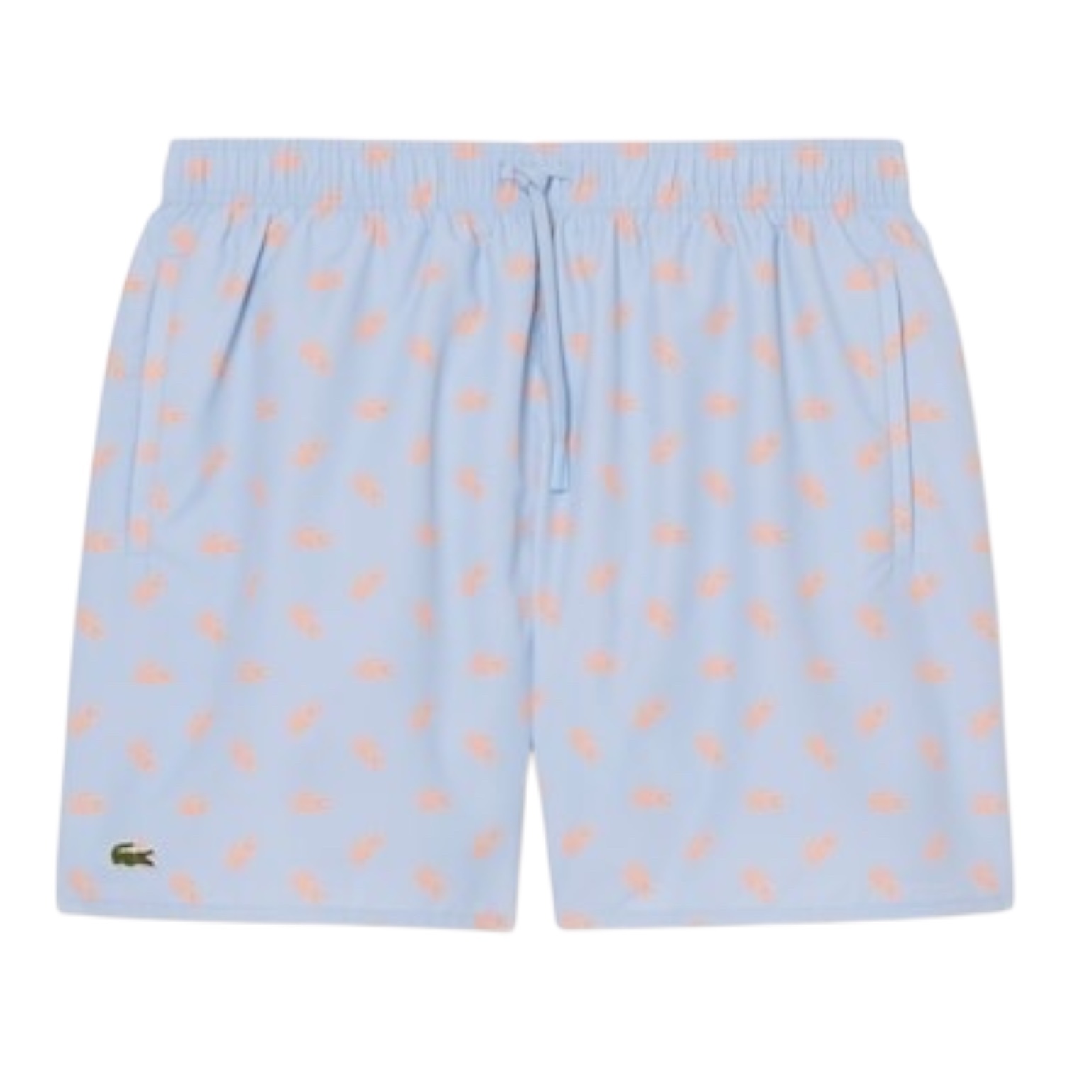 Lacoste Short de bain mi-long imprimé crocodile - Bleu Clair