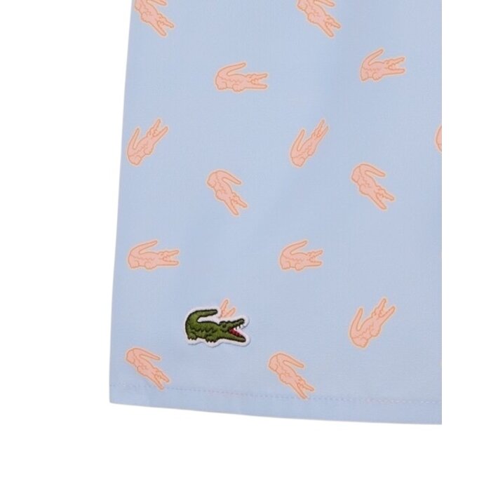 Lacoste Short de bain mi-long imprimé crocodile - Bleu Clair
