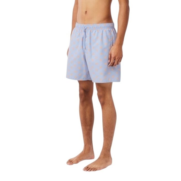 Lacoste Short de bain mi-long imprimé crocodile - Bleu Clair